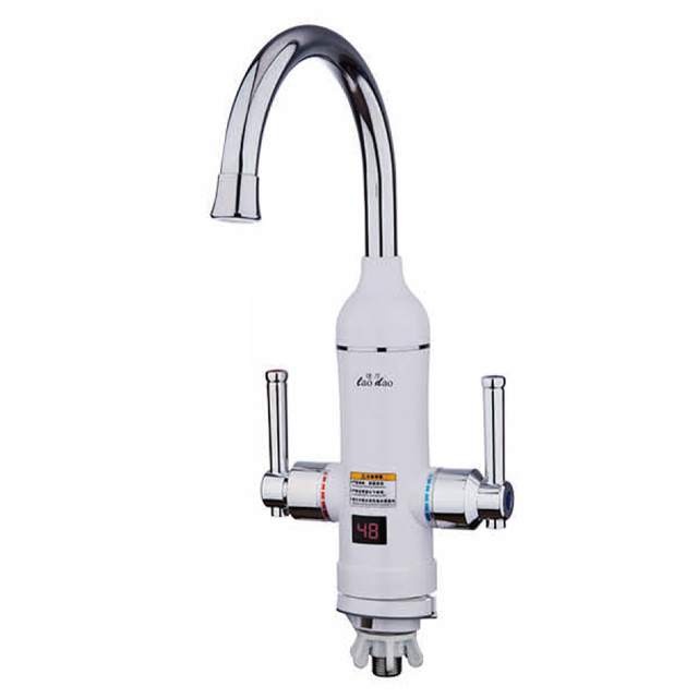 Double Handle South American Fast Electric Faucet Under Water,3s Out of Hot Water White/Red/Golden/Silver LD-201C