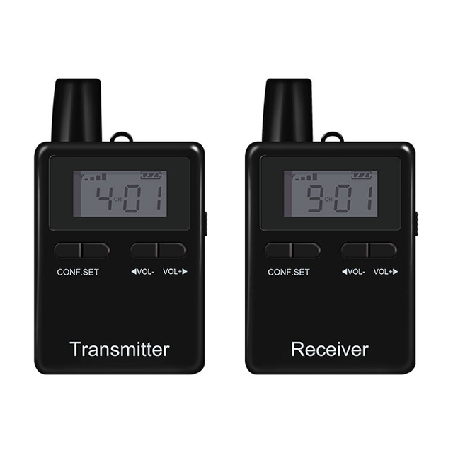 Portable One Way Wireless Tour Guide System, 50channels Black RC2401 (1 Transmitter And 1 Receivers)