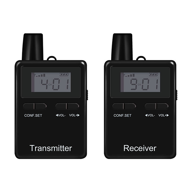 Portable One Way Wireless Tour Guide System, 50channels Black RC2401 (1 Transmitter And 1 Receivers)